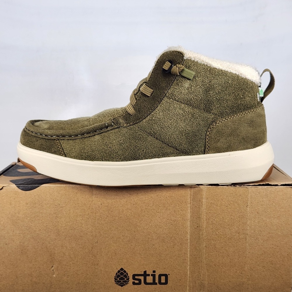 Stio Colter Chukka Boot Women Size 8.5 Dark Olive Suede Faux Shearling Lined